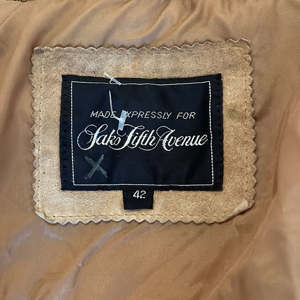 Good quality worn 5 times 42” leather saks fifth ave jacket